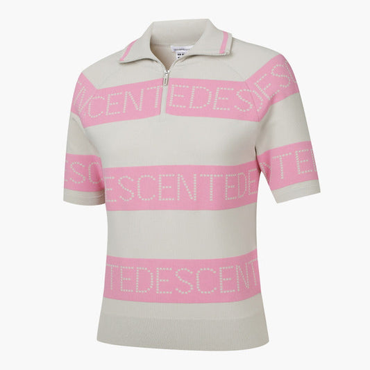 STRIPE KNIT COLLARED SHORT-SLEEVE T-SHIRT 女士 高爾夫球上衣