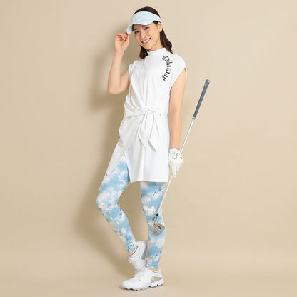 女士 腰綁小立領短袖裙裝