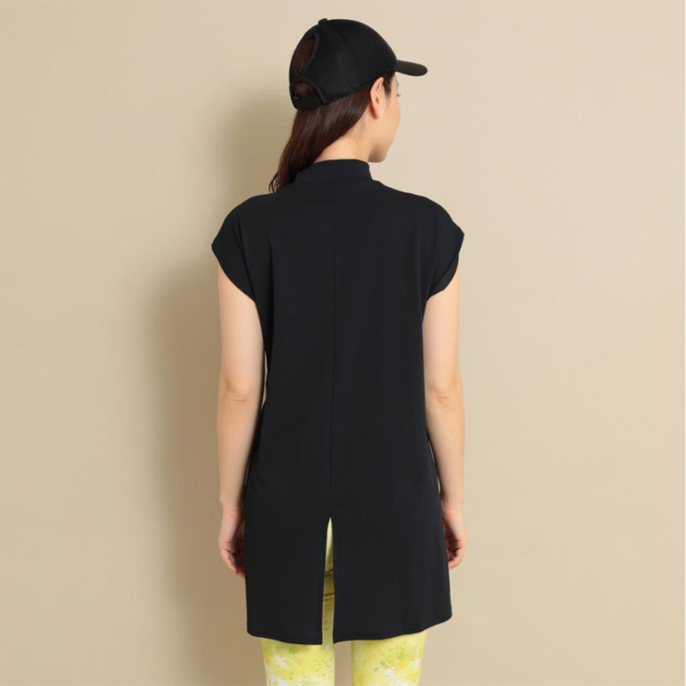 女士 腰綁帶小立領短袖洋裝