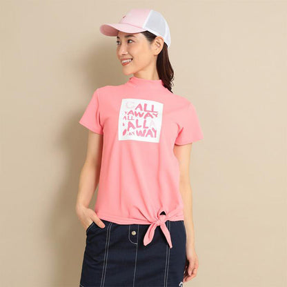 女士 腰綁帶小立領短袖上衣