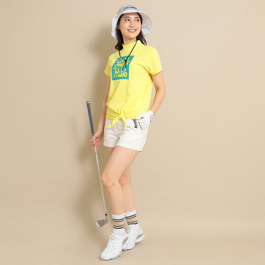 女士 腰綁小立領短袖上衣