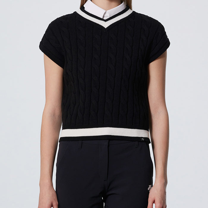 [CRYSTAL COLLECTION] CABLE KNITTED VEST 女士 施華洛世奇高爾夫球背心