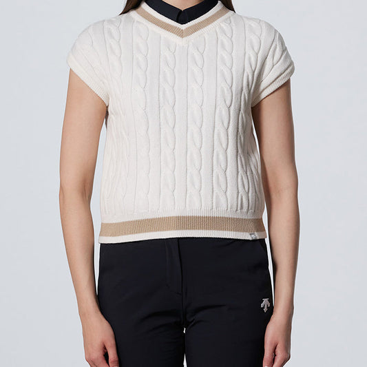 [CRYSTAL COLLECTION] CABLE KNITTED VEST 女士 施華洛世奇高爾夫球背心