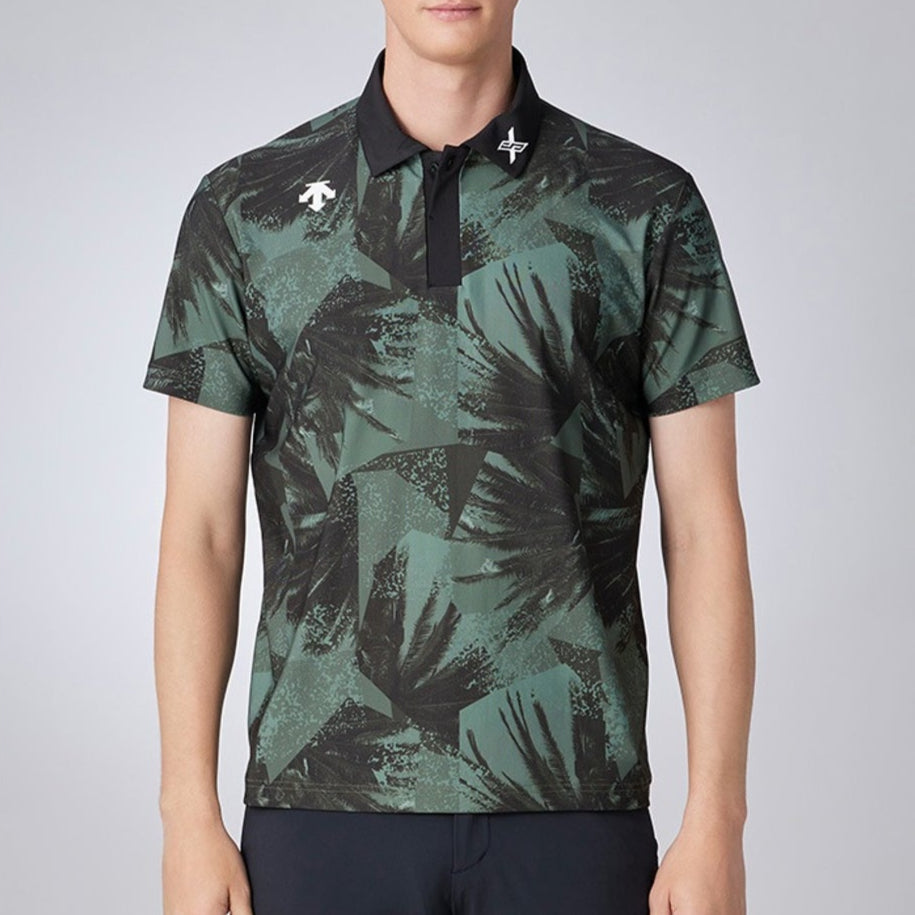 DESCENTE聯名Xander系列 PALM TREE PRINT SHORT-SLEEVED SHIRT 男士 高爾夫球上衣