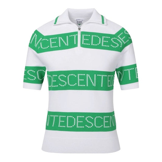 STRIPE KNIT COLLARED SHORT-SLEEVE T-SHIRT 女士 高爾夫球上衣