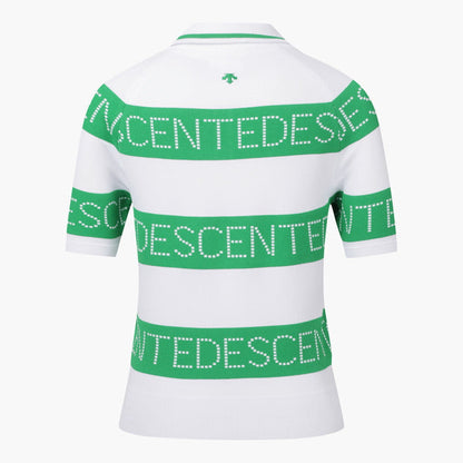 STRIPE KNIT COLLARED SHORT-SLEEVE T-SHIRT 女士 高爾夫球上衣