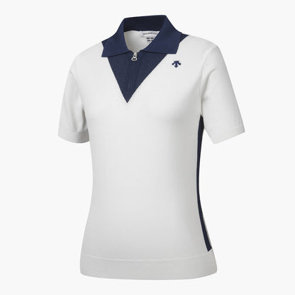 KNIT COLLARED SHORT-SLEEVE SWEATER 女士 高爾夫球POLO衫