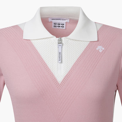 KNIT COLLARED SHORT-SLEEVE SWEATER 女士 高爾夫球POLO衫