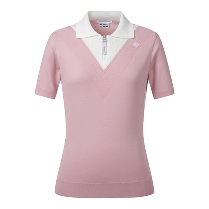 KNIT COLLARED SHORT-SLEEVE SWEATER 女士 高爾夫球POLO衫