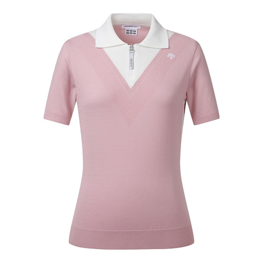 KNIT COLLARED SHORT-SLEEVE SWEATER 女士 高爾夫球POLO衫