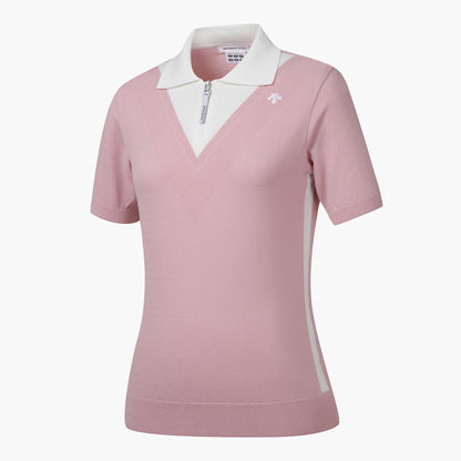 KNIT COLLARED SHORT-SLEEVE SWEATER 女士 高爾夫球POLO衫