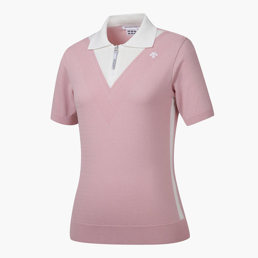 KNIT COLLARED SHORT-SLEEVE SWEATER 女士 高爾夫球POLO衫