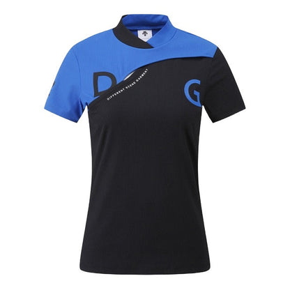 COLOR-BLOCK RIBBED SHORT-SLEEVED T-SHIRT 女士 高爾夫球上衣