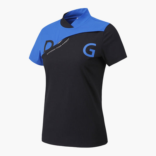 COLOR-BLOCK RIBBED SHORT-SLEEVED T-SHIRT 女士 高爾夫球上衣