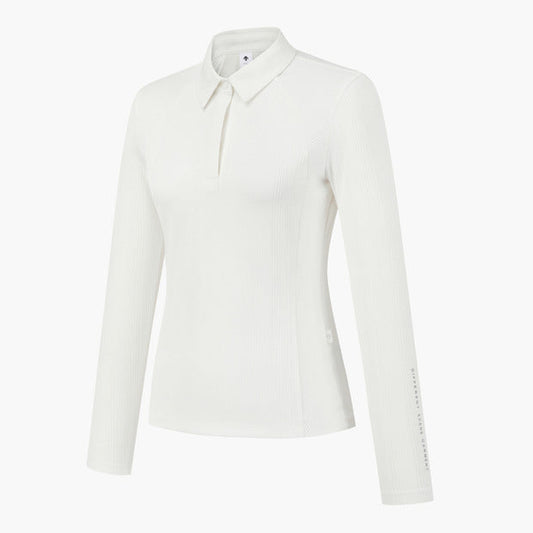 COOLING MIX RIBBED COLLARD T-SHIRT 女士 高爾夫球上衣