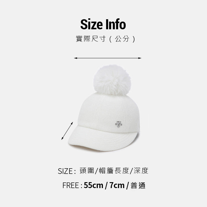 WOMENS SPORTS BASIC POMPOM BALL CAP 女士 運動帽。『可拆式毛球』